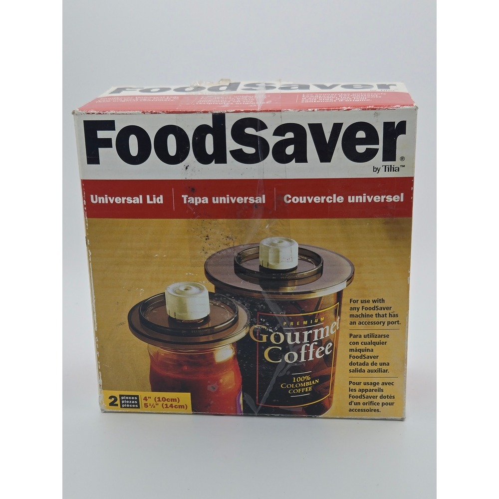 FoodSaver by Tilia Universal Lids Set of 3 Vacuum Seal 4in and 5.5in